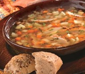 Fall Vegetable Soup with Black-Eyed Peas and Grilled Chicken image