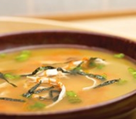 Ginger Miso Soup with Shredded Chicken & Green Onions image